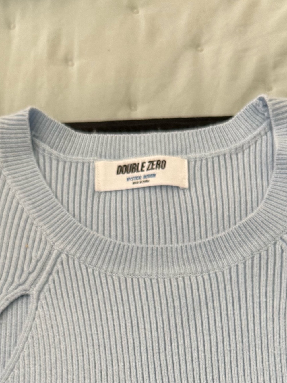 Double Zero Women's Light Blue Ribbed Crewneck Sweater. New Never worn.